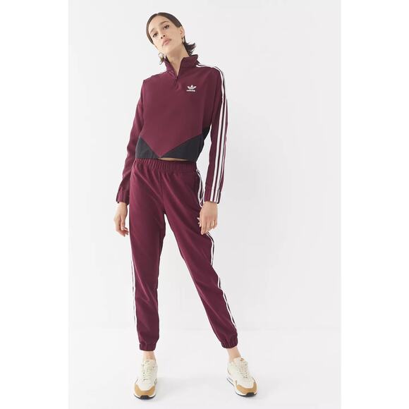 Adidas Colorblock Quarter Zip Windbreaker Pullover Jacket Burgundy/Black Small - Picture 4 of 7